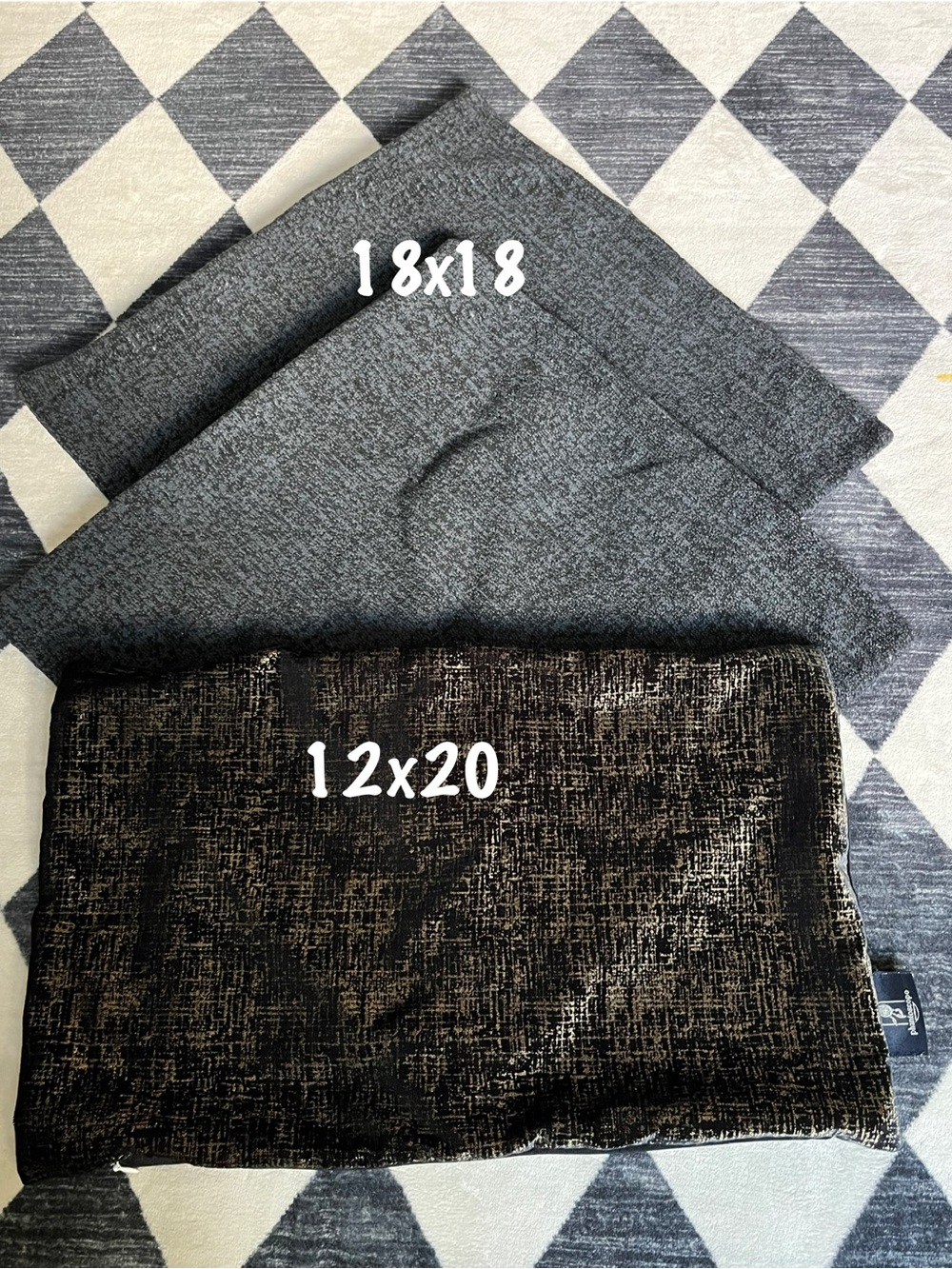 Set of Two Decorative Pillow Covers - Charcoal Gray & Black Textured